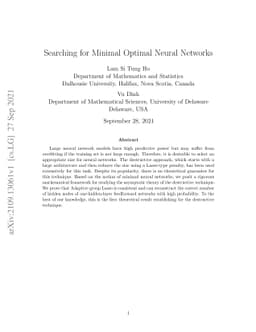 Searching for Minimal Optimal Neural Networks