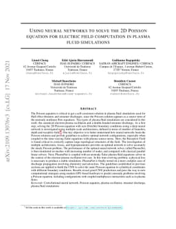 Using neural networks to solve the 2D Poisson equation for electric
  field computation in plasma fluid simulations