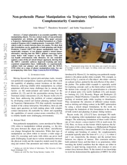 Non-prehensile Planar Manipulation via Trajectory Optimization with
  Complementarity Constraints
