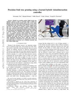 Precision fruit tree pruning using a learned hybrid vision/interaction
  controller