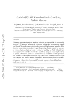 GANG-MAM: GAN based enGine for Modifying Android Malware