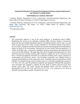 Automated Estimation of Construction Equipment Emission using Inertial
  Sensors and Machine Learning Models