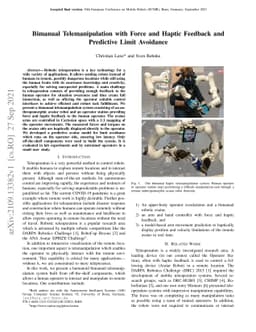Bimanual Telemanipulation with Force and Haptic Feedback and Predictive
  Limit Avoidance