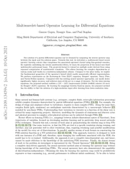 Multiwavelet-based Operator Learning for Differential Equations