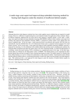 A multi-stage semi-supervised improved deep embedded clustering method
  for bearing fault diagnosis under the situation of insufficient labeled
  samples