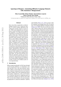 Agreeing to Disagree: Annotating Offensive Language Datasets with
  Annotators' Disagreement