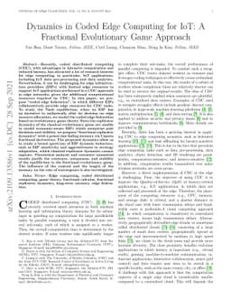 Dynamics in Coded Edge Computing for IoT: A Fractional Evolutionary Game
  Approach