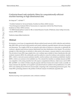 Confusion-based rank similarity filters for computationally-efficient
  machine learning on high dimensional data