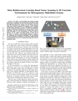 Meta Reinforcement Learning Based Sensor Scanning in 3D Uncertain
  Environments for Heterogeneous Multi-Robot Systems