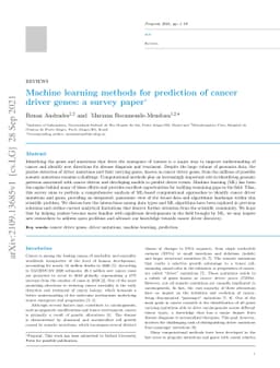 Machine learning methods for prediction of cancer driver genes: a survey
  paper