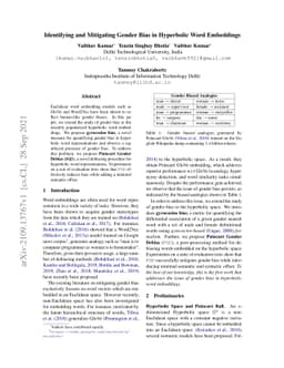 Identifying and Mitigating Gender Bias in Hyperbolic Word Embeddings