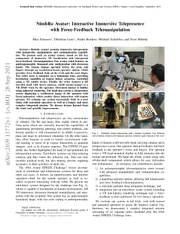 NimbRo Avatar: Interactive Immersive Telepresence with Force-Feedback
  Telemanipulation