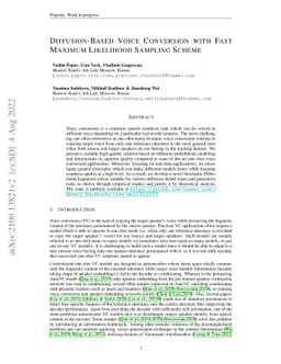 Diffusion-Based Voice Conversion with Fast Maximum Likelihood Sampling
  Scheme
