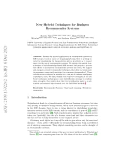 New Hybrid Techniques for Business Recommender Systems
