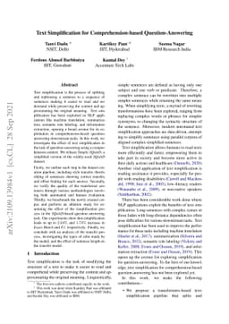 Text Simplification for Comprehension-based Question-Answering