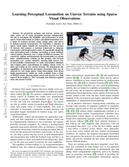 Learning Perceptual Locomotion on Uneven Terrains using Sparse Visual
  Observations