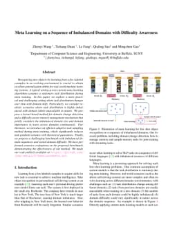 Meta Learning on a Sequence of Imbalanced Domains with Difficulty
  Awareness