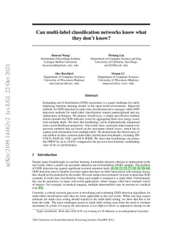 Can multi-label classification networks know what they don't know?