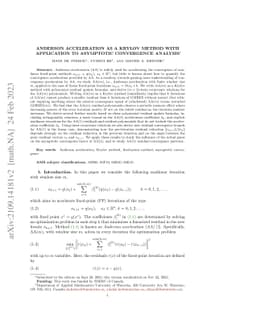 Anderson Acceleration as a Krylov Method with Application to Asymptotic
  Convergence Analysis