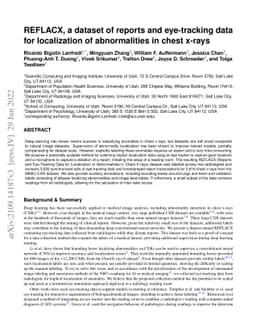 REFLACX, a dataset of reports and eye-tracking data for localization of
  abnormalities in chest x-rays