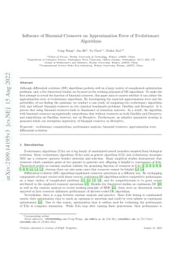 Influence of Binomial Crossover on Approximation Error of Evolutionary
  Algorithms
