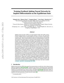 Training Feedback Spiking Neural Networks by Implicit Differentiation on
  the Equilibrium State