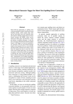 Hierarchical Character Tagger for Short Text Spelling Error Correction