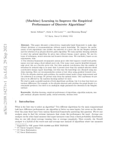 (Machine) Learning to Improve the Empirical Performance of Discrete
  Algorithms