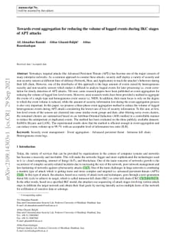Towards event aggregation for reducing the volume of logged events
  during IKC stages of APT attacks