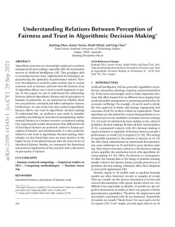 Understanding Relations Between Perception of Fairness and Trust in
  Algorithmic Decision Making