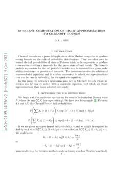 Efficient computation of tight approximations to Chernoff bounds