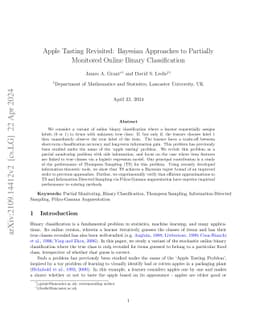 Apple Tasting Revisited: Bayesian Approaches to Partially Monitored
  Online Binary Classification