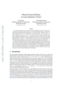 Minimal Expected Regret in Linear Quadratic Control