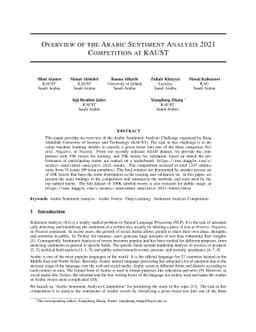 Overview of the Arabic Sentiment Analysis 2021 Competition at KAUST