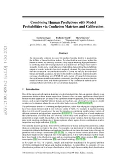 Combining Human Predictions with Model Probabilities via Confusion
  Matrices and Calibration