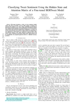 Classifying Tweet Sentiment Using the Hidden State and Attention Matrix
  of a Fine-tuned BERTweet Model