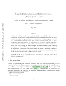 Sequential Estimation under Multiple Resources: a Bandit Point of View