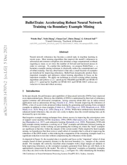 BulletTrain: Accelerating Robust Neural Network Training via Boundary
  Example Mining