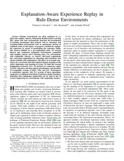 Explanation-Aware Experience Replay in Rule-Dense Environments