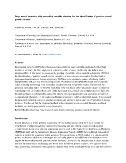 Deep neural networks with controlled variable selection for the
  identification of putative causal genetic variants