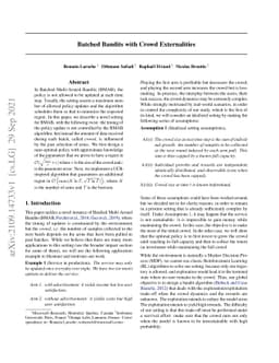Batched Bandits with Crowd Externalities