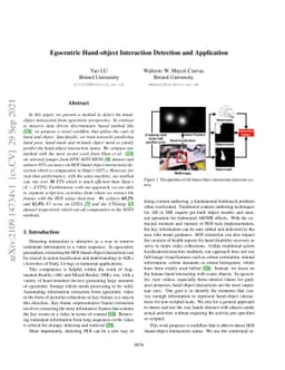 Egocentric Hand-object Interaction Detection and Application