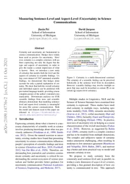 Measuring Sentence-Level and Aspect-Level (Un)certainty in Science
  Communications