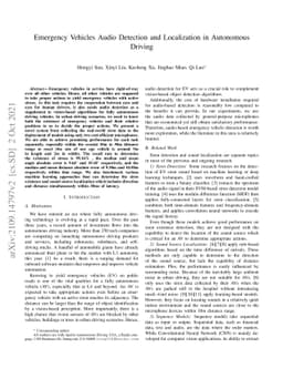 Emergency Vehicles Audio Detection and Localization in Autonomous
  Driving