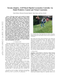 Terrain-Adaptive, ALIP-Based Bipedal Locomotion Controller via Model
  Predictive Control and Virtual Constraints