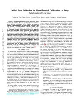 Unified Data Collection for Visual-Inertial Calibration via Deep
  Reinforcement Learning