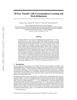 3D Pose Transfer with Correspondence Learning and Mesh Refinement