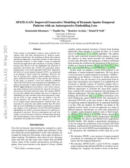 SPATE-GAN: Improved Generative Modeling of Dynamic Spatio-Temporal
  Patterns with an Autoregressive Embedding Loss