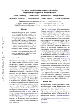 Key Point Analysis via Contrastive Learning and Extractive Argument
  Summarization