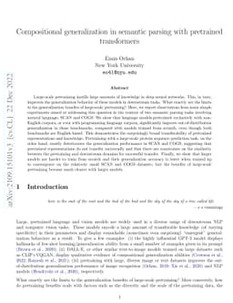 Compositional generalization in semantic parsing with pretrained
  transformers